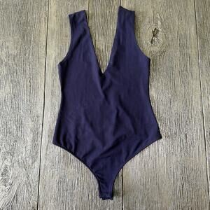 Free People Intimately FP Keep It Sleek Bodysuit Black V Neck Sleeveless Top S